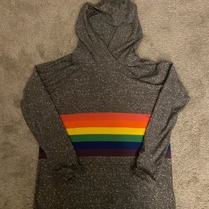 LuLaRoe Amber, size M grey with rainbow stripes. Pride inspired